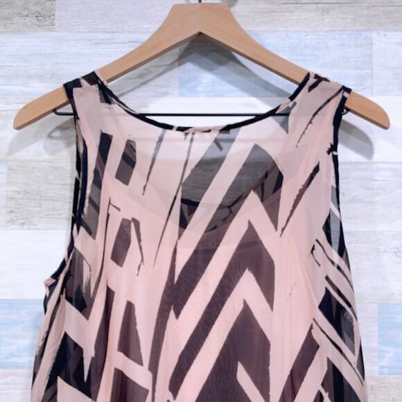 Anthropologie Floreat Serengeti Silk Midi Dress Pink Black Sheer Womens Small - Picture 4 of 9